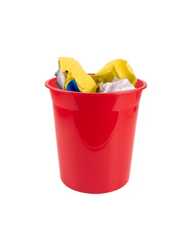 Papelera plastico q-connect rojo translucido 13...