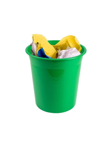 Papelera plastico q-connect verde opaco 13 litros 275x285 mm