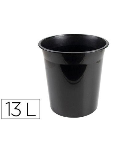 Papelera plastico q-connect negro opaco 13...