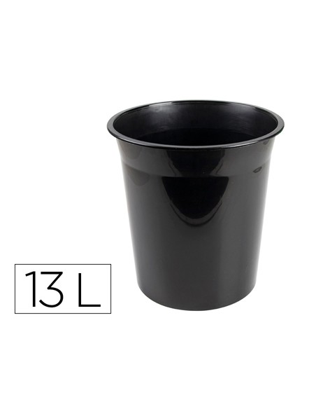 Papelera plastico q-connect negro opaco 13 litros 275x285 mm