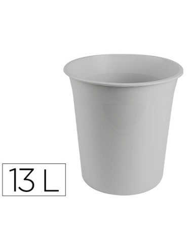 Papelera plastico q-connect gris opaco 13...