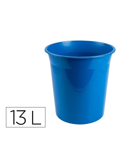 Papelera plastico q-connect azul opaco 13 litros 275x285 mm