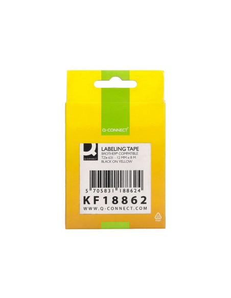 Cinta q-connect tze-631 amarillo-negro 12mm longitud 8 m