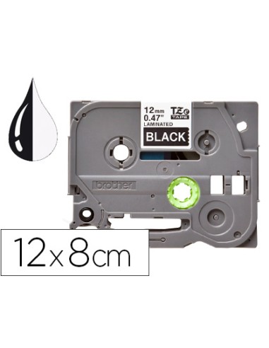 Cinta q-connect tze-335 blanco-negro 12 mm...