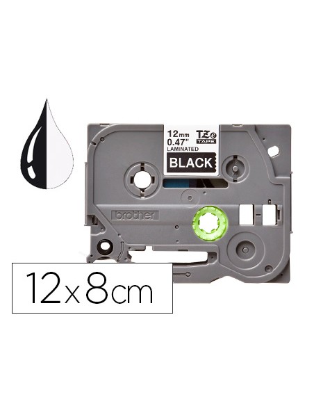 Cinta q-connect tze-335 blanco-negro 12 mm longitud 8 m