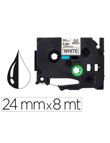 Cinta q-connect tze-251 blanco-negro 24mm...