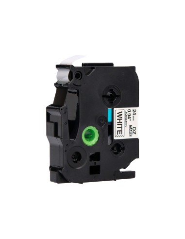 Cinta q-connect tze-251 blanco-negro 24mm...
