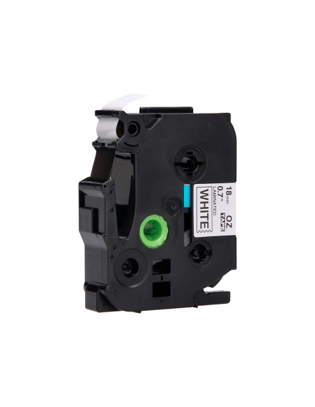 Cinta q-connect tze-241 blanco-negro 18mm longitud 8 m