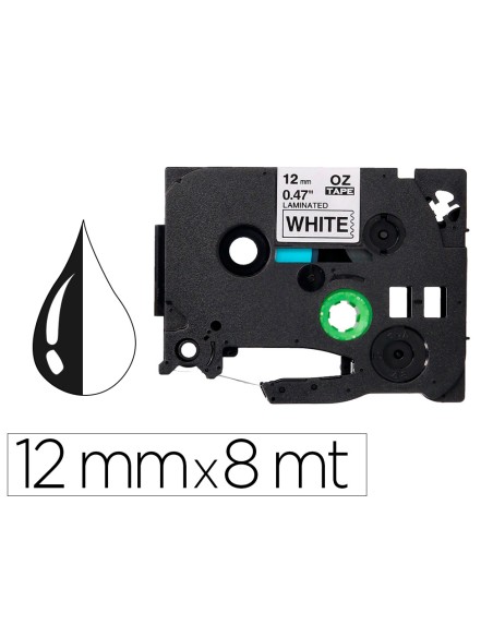 Cinta q-connect tze-231 blanco-negro 12mm longitud 8 m