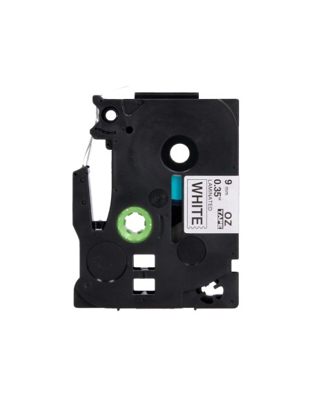 Cinta q-connect tze-221 blanco-negro 9mm longitud 8 m