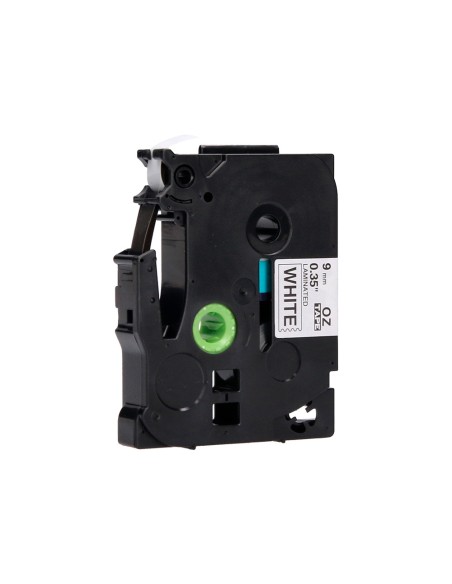 Cinta q-connect tze-221 blanco-negro 9mm longitud 8 m