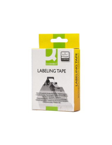 Cinta q-connect tze-221 blanco-negro 9mm...