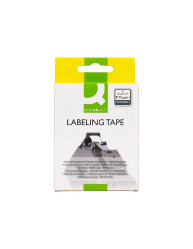 Cinta q-connect tze-211 blanco-negro 6mm...