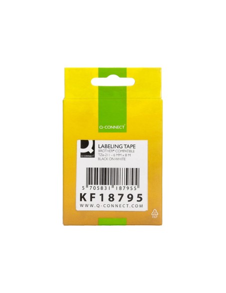 Cinta q-connect tze-211 blanco-negro 6mm longitud 8 m