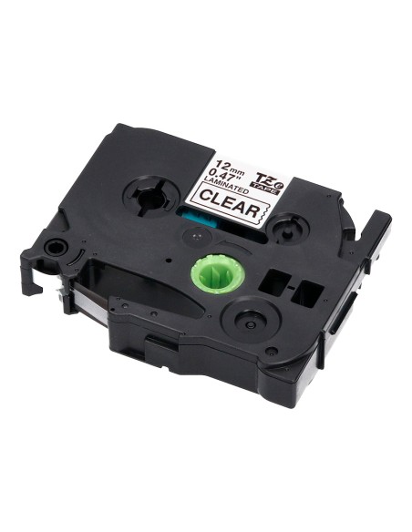 Cinta q-connect tze-131 transparente-negro 12mm longitud 8 m