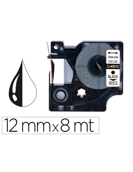 Cinta q-connect mk-221 blanco-negro 9mm longitud 8 m