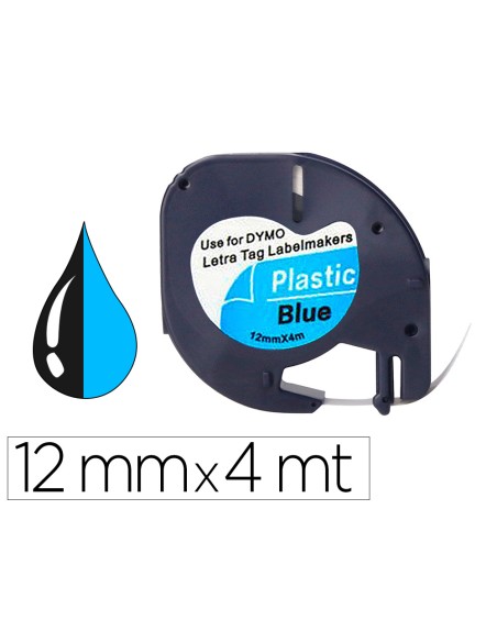 Cinta q-connect 12 mm x 4 m negro-ultra azul para maquina letratag