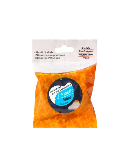 Cinta q-connect 12 mm x 4 m negro-ultra azul para maquina letratag