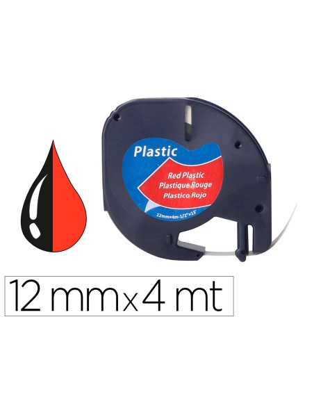 Cinta q-connect 12 mm x 4 m negro-rojo cosmico para maquina letratag