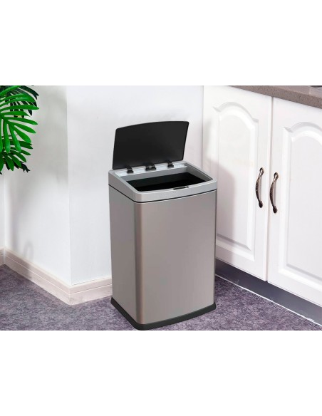 Papelera metalica q-connect con sensor automatico capacidad 30 litros 500x240x330 mm