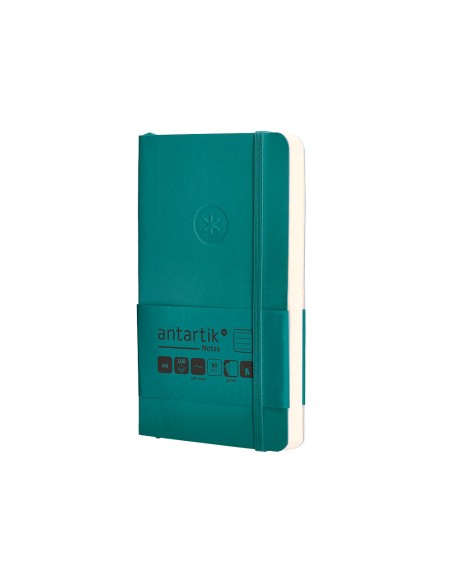 Cuaderno con gomilla antartik notes tapa blanda a6 rayas verde aguamarina 100 hojas 80 gr fsc
