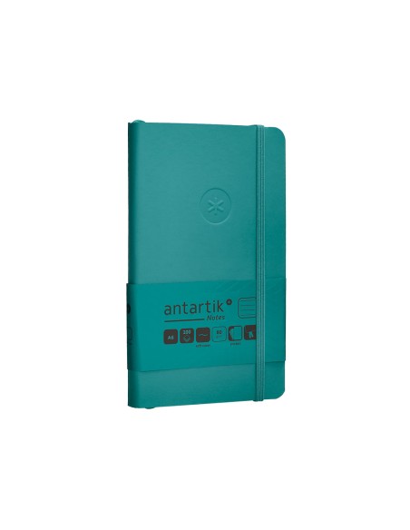 Cuaderno con gomilla antartik notes tapa blanda a6 rayas verde aguamarina 100 hojas 80 gr fsc