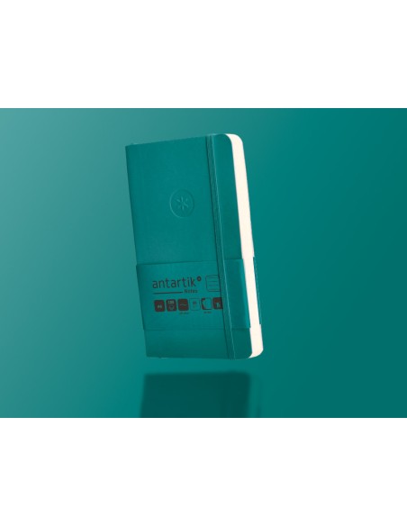 Cuaderno con gomilla antartik notes tapa blanda a6 rayas verde aguamarina 100 hojas 80 gr fsc