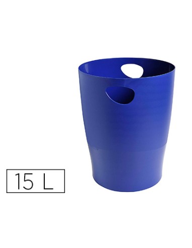 Papelera plastico exacompta ecoblack azul 15...