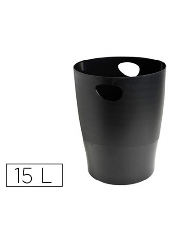 Papelera plastico exacompta ecoblack negro 15...