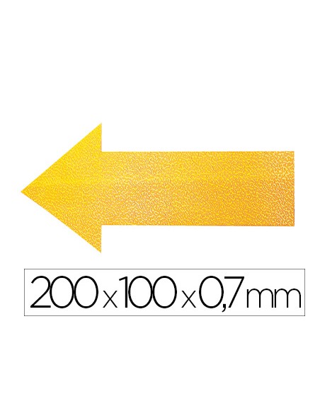 Simbolo adhesivo durable pvc forma de flecha para delimitacion suelo amarillo 200x100x0,7 mm pack de 10
