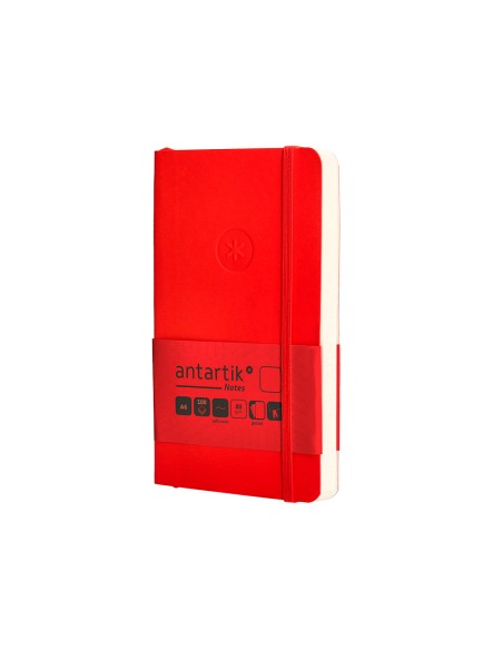 Cuaderno con gomilla antartik notes tapa blanda a6 hojas lisas rojo 100 hojas 80 gr fsc