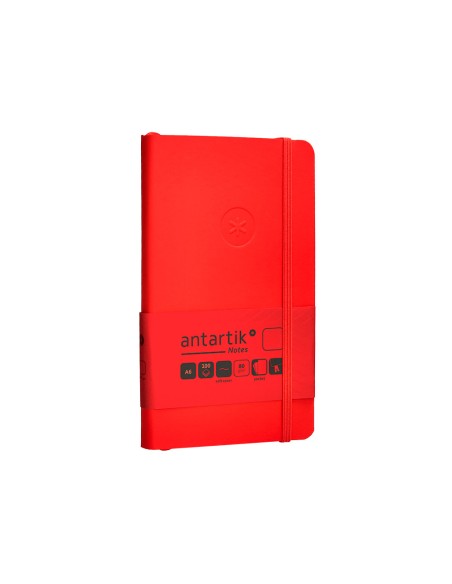 Cuaderno con gomilla antartik notes tapa blanda a6 hojas lisas rojo 100 hojas 80 gr fsc