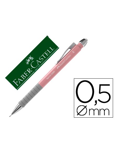 Portaminas faber castell 0,5 mm apollo retractil color rosa claro