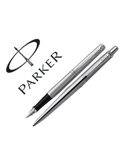 Juego parker duo jotter acero ct boligrafo + pluma