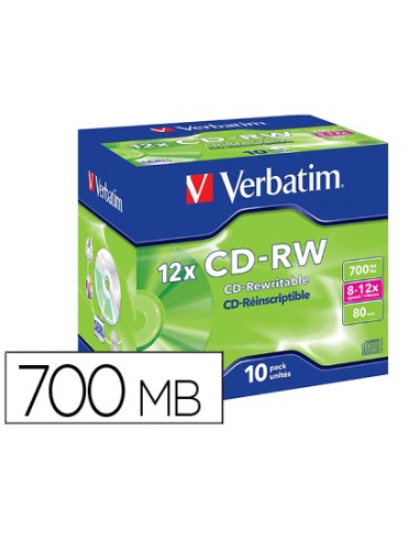 Cd-rw verbatim serl capacidad 700mb velocidad...