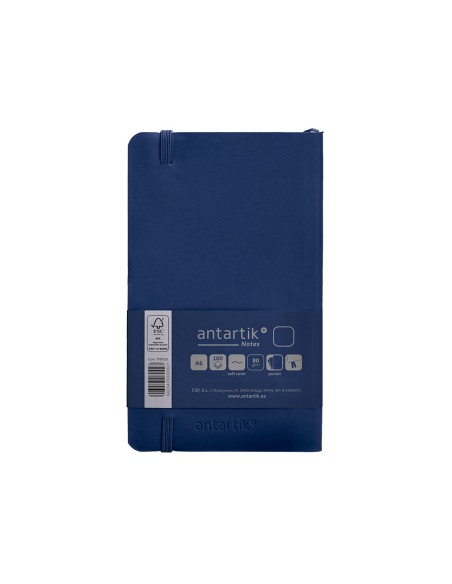 Cuaderno con gomilla antartik notes tapa blanda a6 hojas lisas azul marino 100 hojas 80 gr fsc