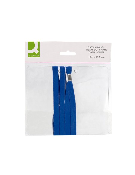 Identificador q-connect con cordon plano azul a6 154x127 mm apertura superior
