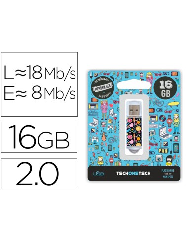 Memoria usb techonetech flash drive 16 gb 2.0...