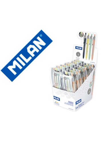 Boligrafo milan p1 silver expositor de 14...