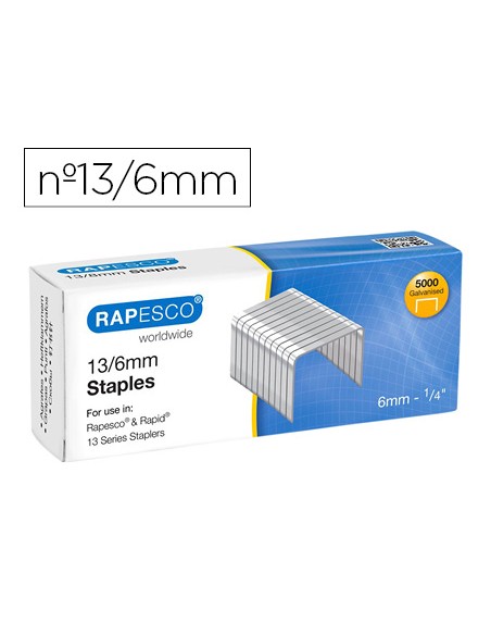 Grapas rapesco galvanizada 13/6 caja de 5000 unidades
