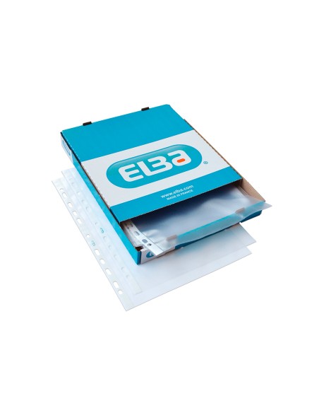 Funda multitaladro elba standard din a4 90 micras piel naranja caja de 100 unidades