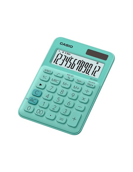 Calculadora casio ms-20uc-gn sobremesa 12 digitos tax +/- color verde
