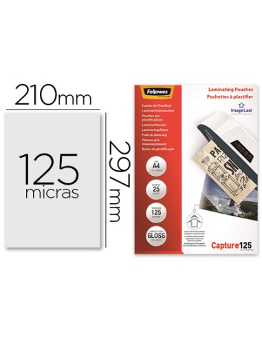 Bolsa de plastificar fellowes brillo din a4 125...