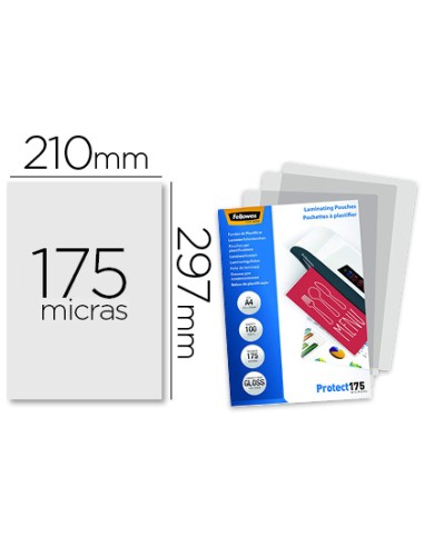 Bolsa de plastificar fellowes brillo din a4 175...