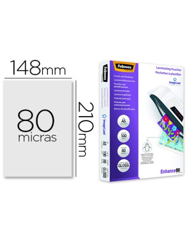 Bolsa de plastificar fellowes brillo din a5 80...