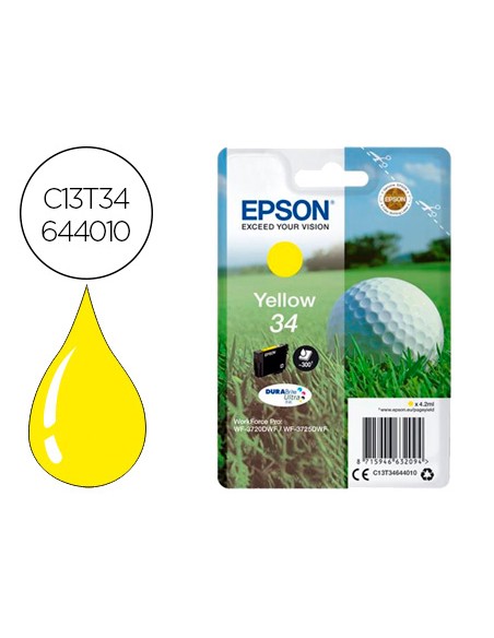 Ink-jet epson 34 workforce pro wf-3720 / wf-3720dwf / wf-3725dwf amarillo 300 paginas