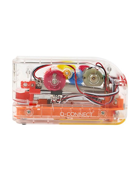 Grapadora electrica q-connect plastico transparente mecanismo de colores capacidad 20 hojas usa grapas