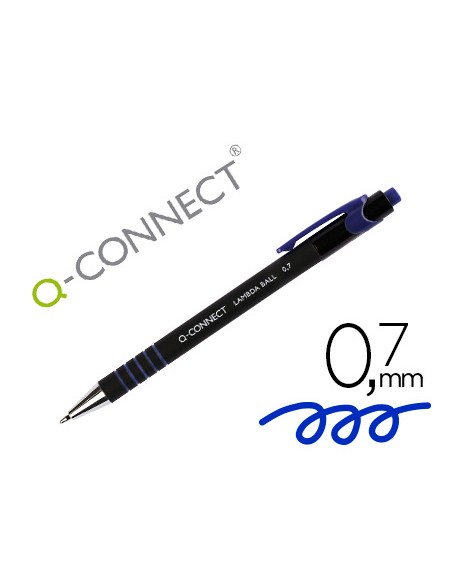 Boligrafo q-connect retractil con grip 0,7 mm color azul
