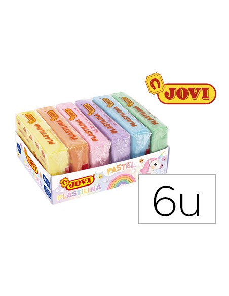 Plastilina jovi 70 tamaño pequeño caja de 6 unidades colores pastel surtidos 50g