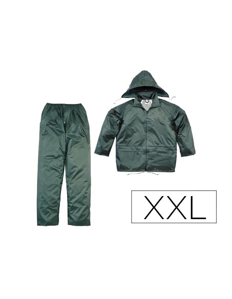 Conjunto de lluvia deltaplus 400 poliester/pvc verde talla xxl